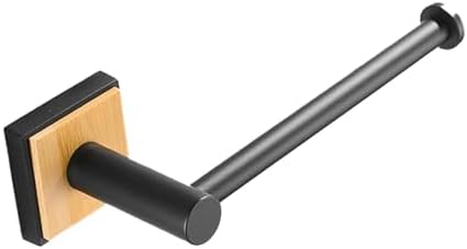 Bamboo Toilet Paper Holder Matt Black No Drilling Rustproof
