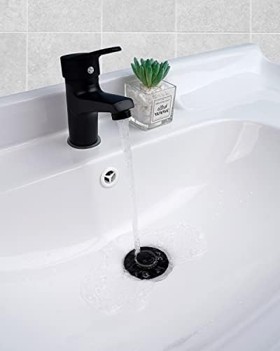 Hibbent All Metal Bathroom Sink Stopper with Matte Black Finish 1