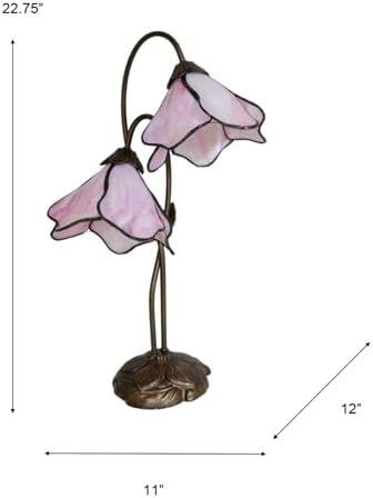 Dale Tiffany TT12146 2-Light Pink Lily Table Lamp in Bronze
