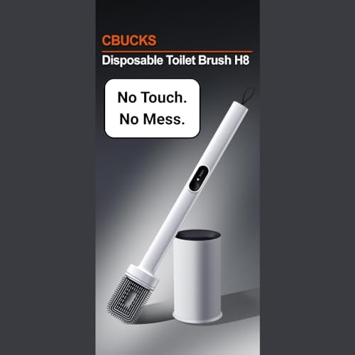 CBUCKS Toilet Brush with Silicone Head and Wet Wipe Holder