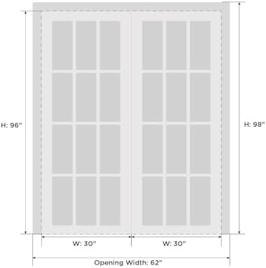 SARTODOORS French Double Panel Lite Doors 60x96 with Hardware