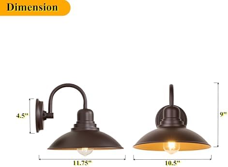 2 Pack Bronze Vanity Barn Lights for Home