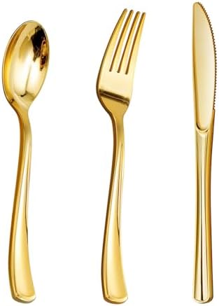 Goodluck 500PCS Gold Plastic Cutlery Set