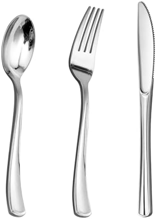 Goodluck 300PCS Silver Plastic Cutlery Set 1