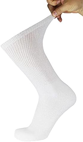 Big and Tall Mens Diabetic Socks - 6 Pairs Black Gray White