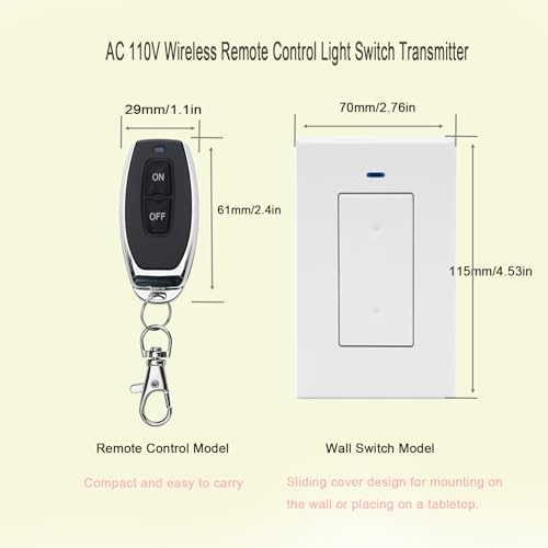 Wireless Remote Light Switch 1 Channel 10A 110V