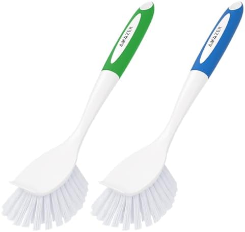 Amazer Dish Brush with Handle 2 Pack Kitchen Scrub Brushes