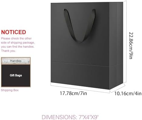 OCCOKO Black Premium Gift Bags 7x4x9 Inches With Handles