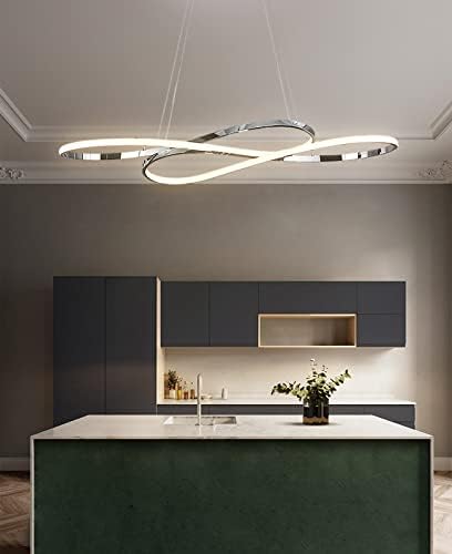 Modern LED Chandelier with Alexa Voice Control Chrome Design 39 Inch