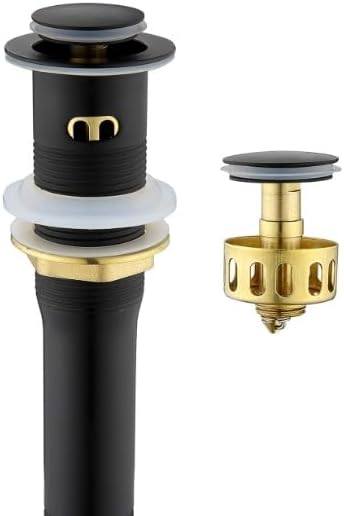 5th Ave Pop-up Drain Stopper with Overflow and Strainer Matte Black