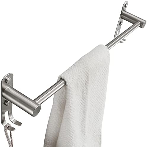 Stainless Steel Towel Rail with 2 Hooks for Bathroom and Kitchen