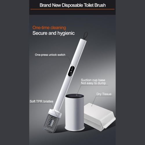 CBUCKS Toilet Brush with Silicone Head and Wet Wipe Holder