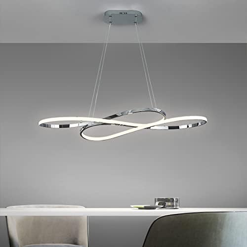 Modern LED Chandelier with Alexa Voice Control Chrome Design 39 Inch