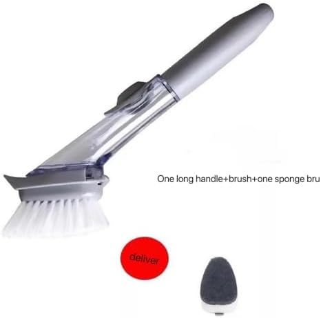 Durable Dishwashing Brush with Soap Dispenser and Long Handle