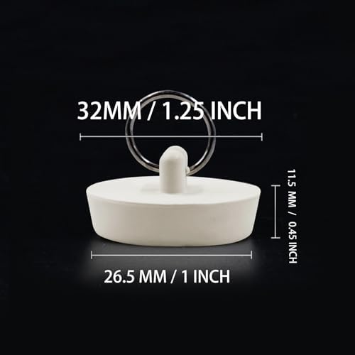 AUXBC Rubber Tub Stopper 4pcs with Hanging Ring White