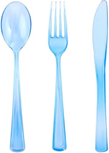 WDF Blue Plastic Cutlery Set 180 Pieces for Parties