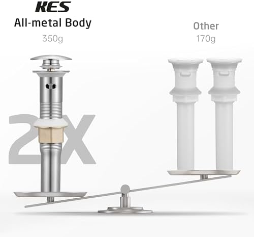 KES Chrome Bathroom Sink Drain with Overflow Hole and Hair Catcher