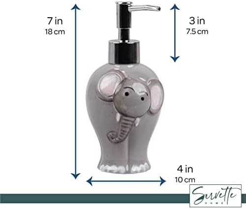 Elephant Soap Dispenser with Pump - Grey Ceramic