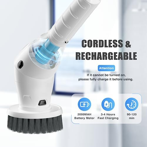 Untovei Cordless Electric Spin Scrubber with 7 Heads