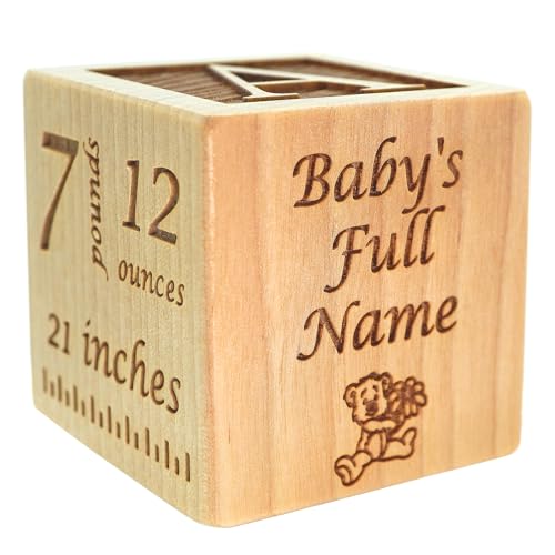 Personalized Wooden Baby Block - Newborn Gift for Boy or Girl