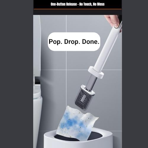 CBUCKS Toilet Brush with Silicone Head and Wet Wipe Holder