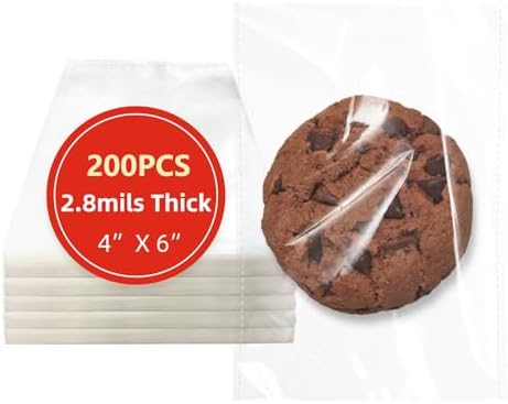 DTmasao 4x6 Inches 200 Pcs Clear Self-Sealing Cellophane Bags