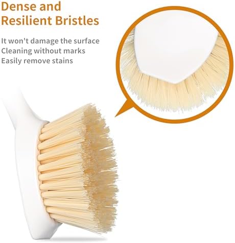2 Pack Bamboo Handle Dish Brush with Scraper