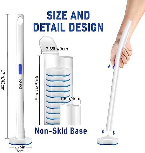 KOKL Disposable Toilet Brush with 40PCS Refills and Storage Caddy
