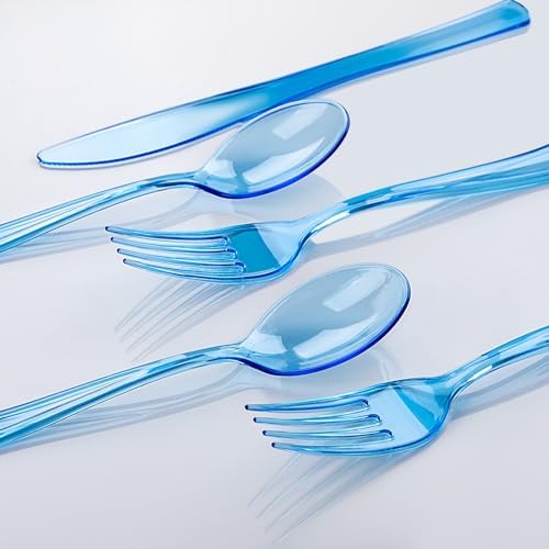 WDF Blue Plastic Cutlery Set 180 Pieces for Parties