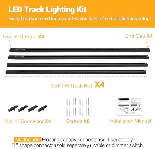 VANoopee 13FT H Track Lighting Rails Kit Black 1