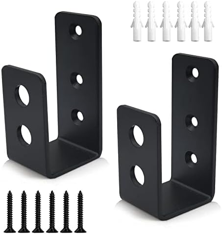 DOMUEN Door Barricade Brackets 2 Pack Black Security Door Reinforcement