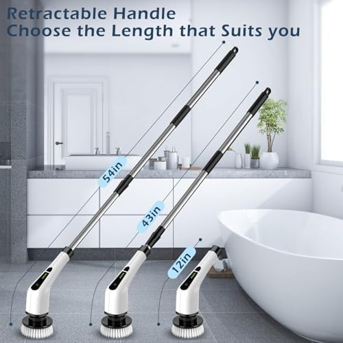 Bomves Cordless Electric Spin Scrubber with 8 Replaceable Brush Heads