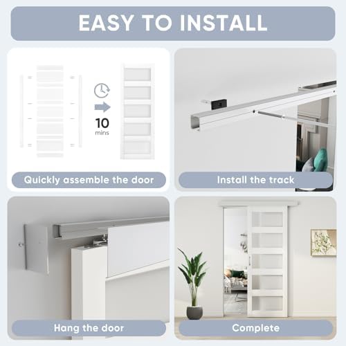 BARNSMITH 30x84 Glass Barn Door with Sliding Hardware Kit