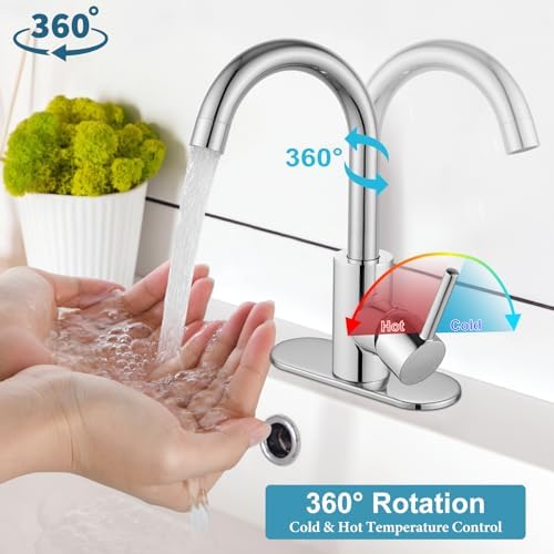 Midanya Single Handle Wet Bar Sink Faucet with Swivel Spout and Deck Plate