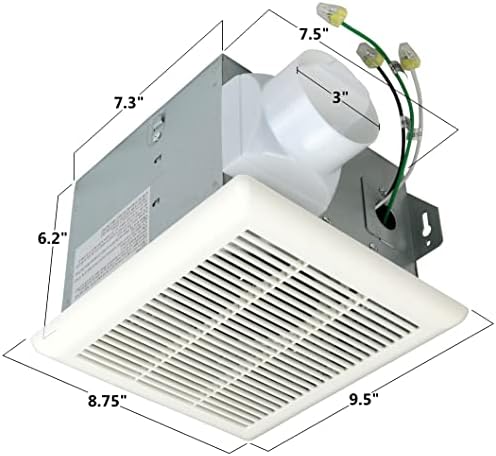 Harrier Hardware Very Quiet Bathroom Fan 70 CFM 20 Sone 3-Inch Duct