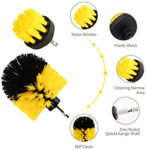4pcs Drill Brush Set for Cleaning Bathrooms and Cars
