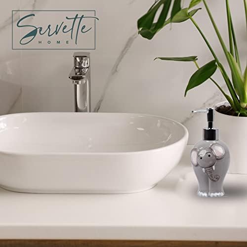 Elephant Soap Dispenser with Pump - Grey Ceramic