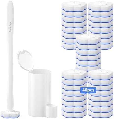 Topo Bear Toilet Brush Kit with 40 Refills and 18in Handle