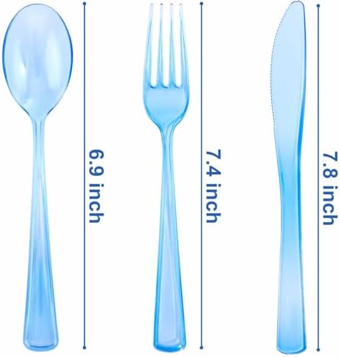 WDF Blue Plastic Cutlery Set 180 Pieces for Parties