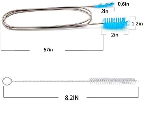 Flexible Drain Brush 67-Inch Nylon Cleaner with 82-Inch Straw Brush Blue