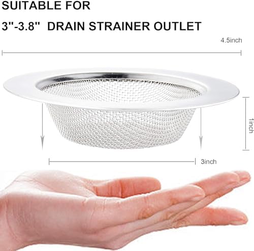 LASSHSWA 2 PCS Stainless Steel Sink Strainer 45 Wide Rim for Kitchen