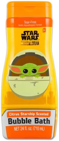 STAR WARS Baby Yoda Bubble Bath Set for Kids with Stickers