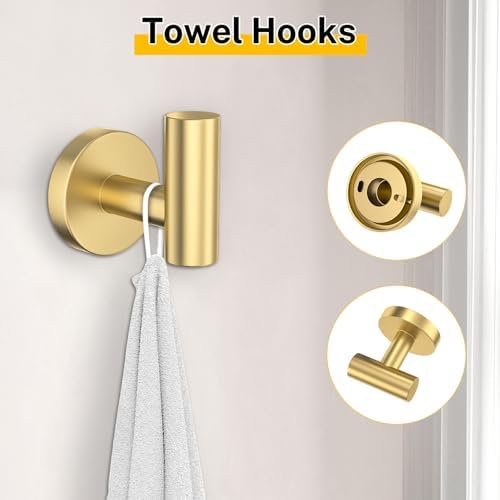 Woekme Brushed Gold Bathroom Hardware Set 5 Pieces