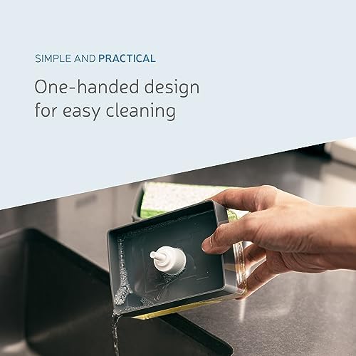 EZPULL Countertop Dish Soap Dispenser with Sponge Holder 2 Refill Bundle