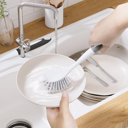 Amazer Dish Brush 2 Pack with Handle and Scrubber