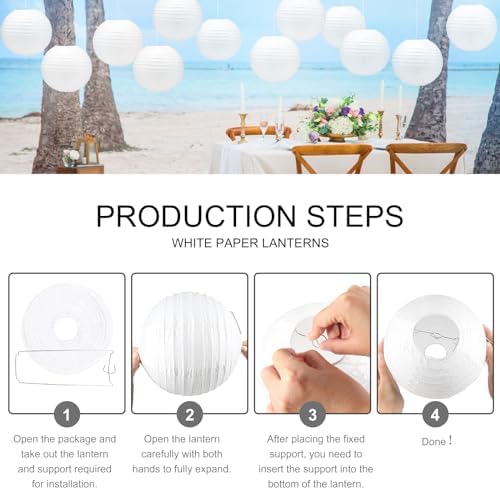 12 Pack White Paper Lanterns with Hooks and String 1