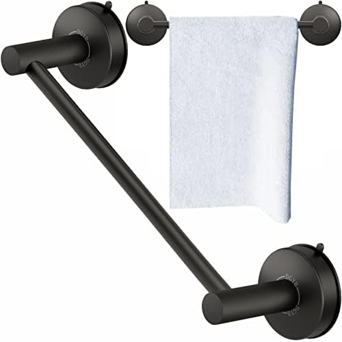 DGYB Suction Cup Towel Bar 17 Inch Matte Black Stainless Steel Bathroom Holder