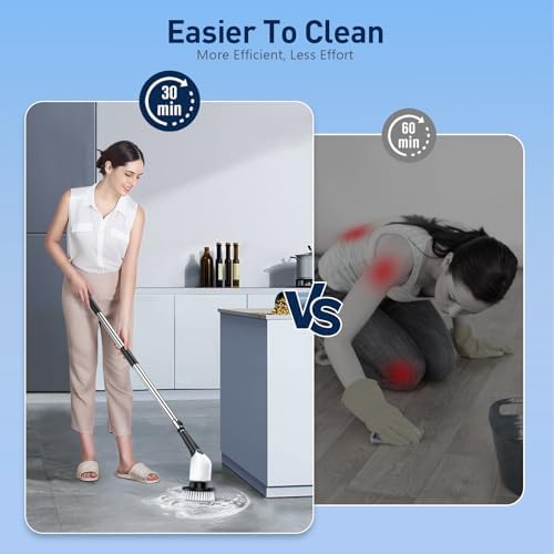 AISMIHO Electric Spin Scrubber with 8 Brush Heads and Voice Prompt