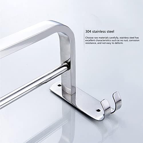 Stainless Steel Double Towel Rail with Hooks for Bathroom and Kitchen