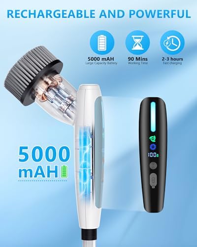 VTT Electric Bathroom Scrubber with 8 Brush Heads and Detachable Handle